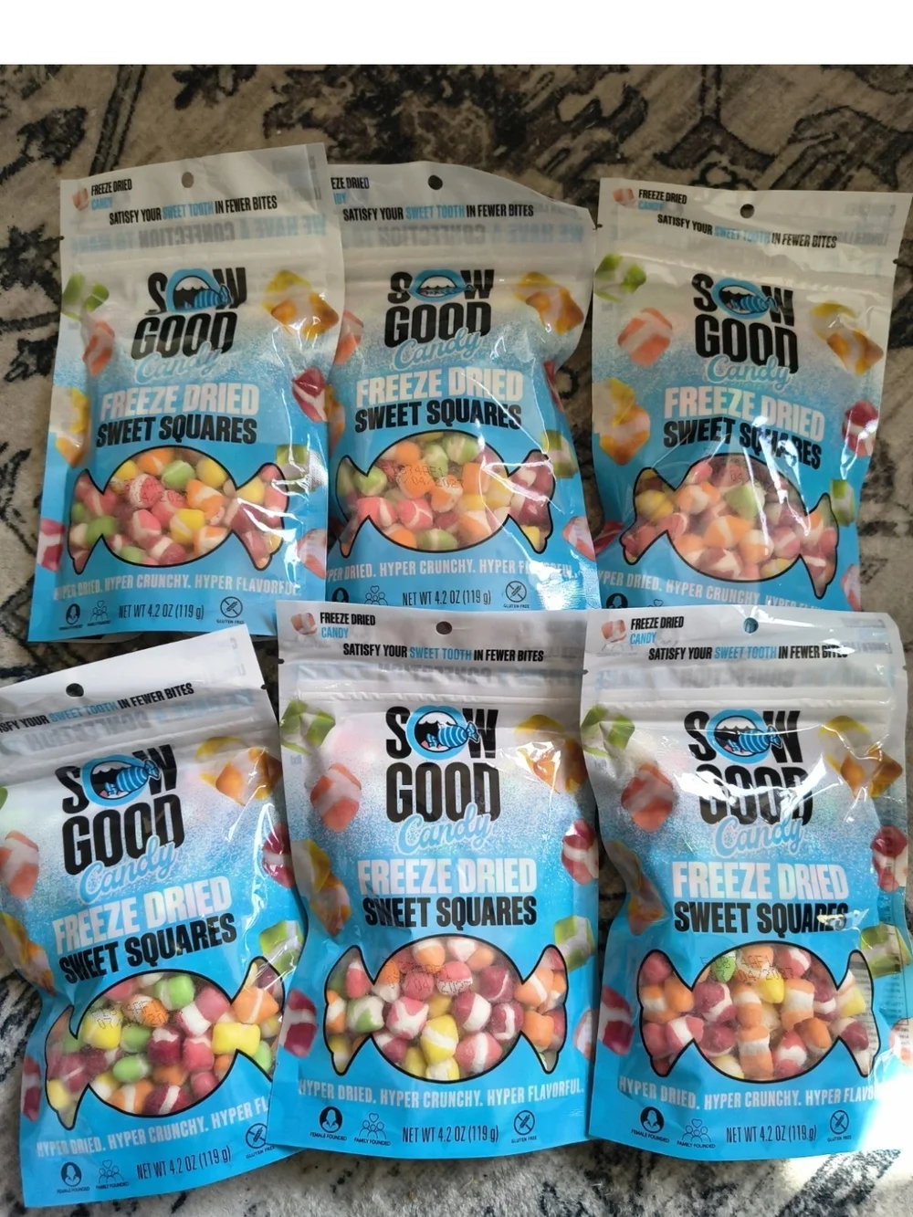 Sow Good Candy Freeze Dried Sweet Squares 4.2oz Pack of 6 BB 07/04/2027
